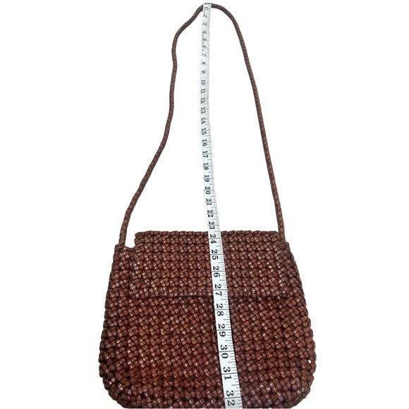 CEE KLEIN ACCESSORIES Leather Woven Boho Crossbody Purse In Copper Brown ✨EUC✨ - Picture 10 of 13